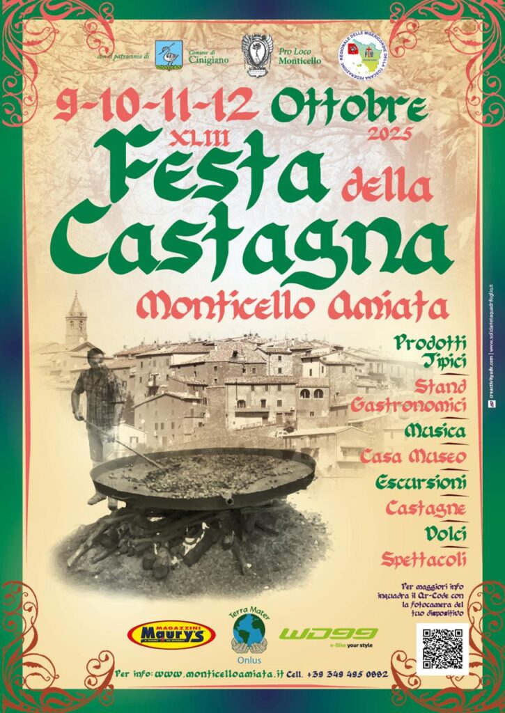 Il manifesto della Festa della Castagna di Monticello Amiata del 2025