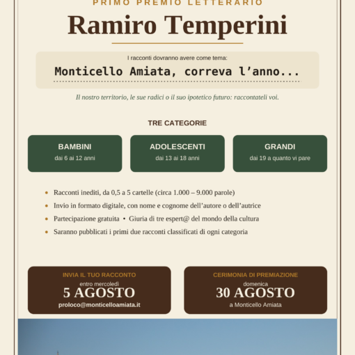 Locandina del premio letterario "Ramiro Temperini" di Monticello Amiata